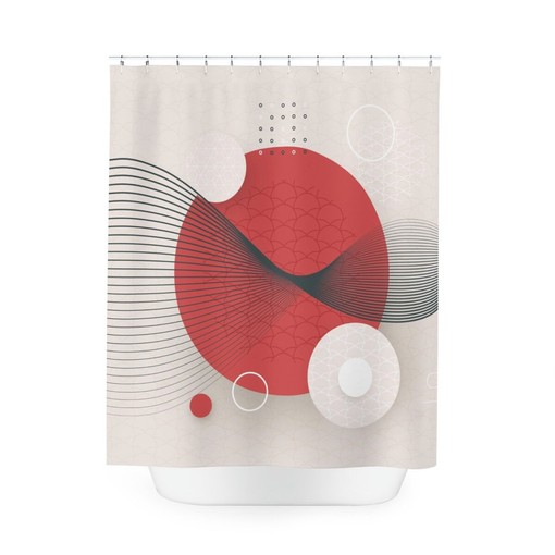 Modern Pal Minimal Japanese Contemporary Boho Abstract Circle Shower Curtain - Image 4