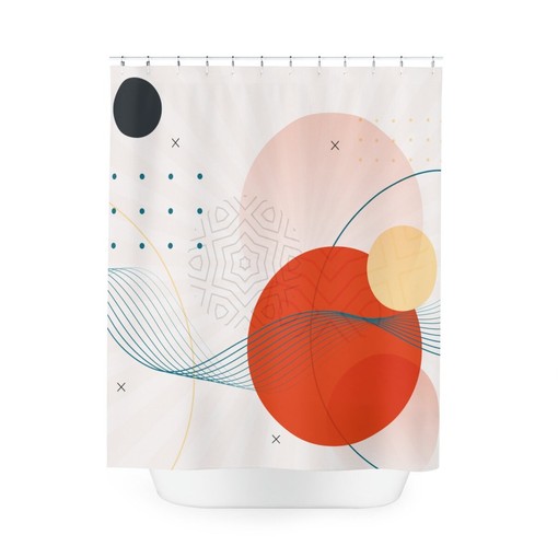 Modern Pal Minimal Japanese Contemporary Boho Abstract Circles Shower Curtain - Image 3
