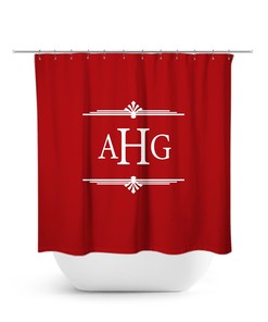 Modern Personalized Red Monogram Shower Curtain
