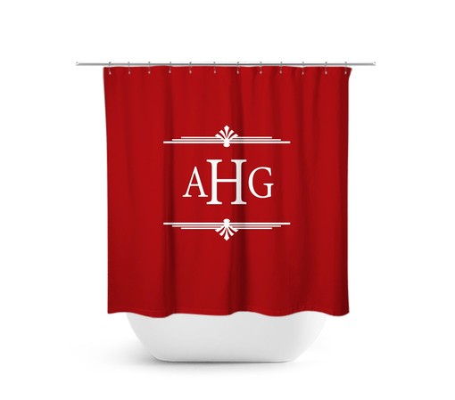 Modern Personalized Red Monogram Shower Curtain