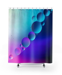 Modern Raindrop Design Blue Ombre Water Droplets Shower Curtain