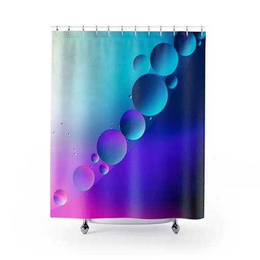 Modern Raindrop Design Blue Ombre Water Droplets Shower Curtain