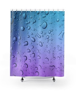 Modern Raindrop Design Blue & Purple Ombre Water Droplets Unique Shower Curtain