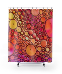 Modern Raindrop Design Orange & Yellow Water Droplets Shower Curtain