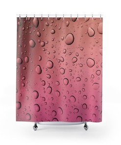 Modern Raindrop Design Pink & Rose Gold Ombre Water Droplets Unique Shower Curtain