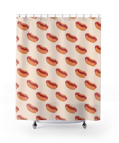 Modern Tile Pattern Hot Diggy Dog Hot Dogs Shower Curtain