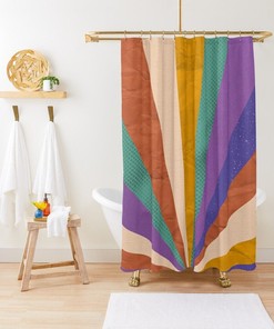 Modern and Colorful Shower Curtain - Abstract Boho Bathroom Decor with Eco-Friendly Material