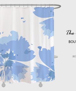 Modern and Unique Waterproof Decor Disney Blue Flower Extra Thick Curtain - Vibrant and Trendy Bathroom Decor