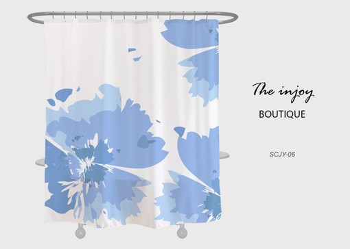Modern and Unique Waterproof Decor Disney Blue Flower Extra Thick Curtain - Vibrant and Trendy Bathroom Decor