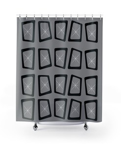 Modernist Minimalist Gray and Atomic Mod Ages Mid Century Modern Shower Curtain for a Minimalist Bathroom