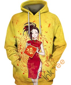 Momo Yaoyorozu BNHA Sport All Over Print Zip Up Hoodie Men with Bold Lettering