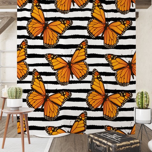 Monarch Butterfly Shower Curtain Set with Matching Towels and Bath Mat for Nature-Inspired Bathroom Decor - Image 2