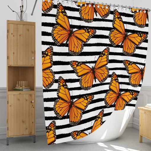 Monarch Butterfly Shower Curtain Set with Matching Towels and Bath Mat for Nature-Inspired Bathroom Decor - Image 3