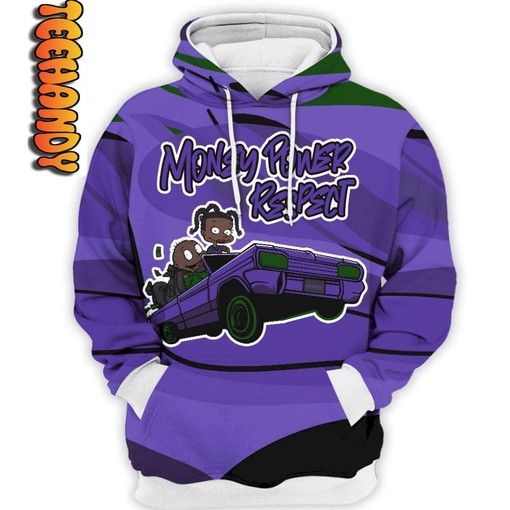 Money Power Respect Jordan 13 Retro Court Purple Custom All Over Print 3D Hoodie