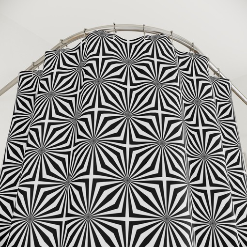 Monochrome Abstract Geometric Shower Curtain: Mid Century Modern Retro Vibes