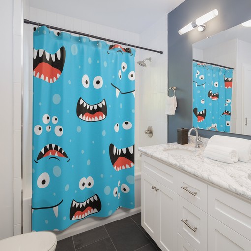 Monster Friends Shower Curtain | Children's Bathroom Decor | Kids Shower Curtains - Image 2