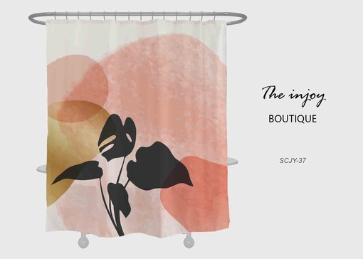 Monstera Leaves Pink Shower Curtain, Colorful Waterproof Curtain with Hooks for Abstract Bathroom Decor