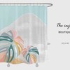 Monstera Leaves Vintage Bathroom Shower Curtain, Snow Mountain Waterproof Accessory with Matching Hooks