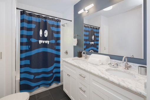 Monsters Halloween Print Shower Curtain for Spooky Bathroom Decor - Image 2
