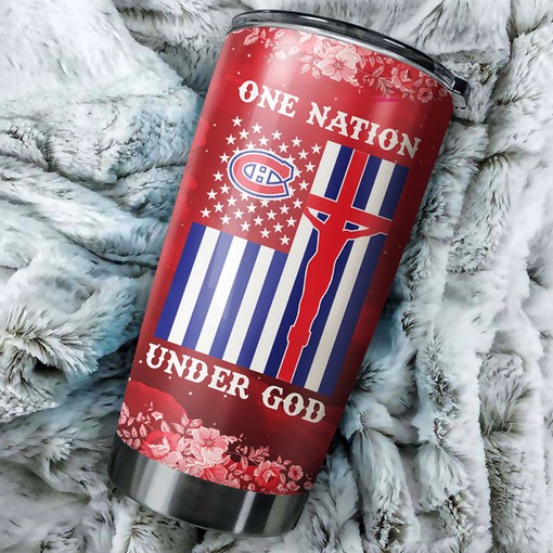 Montreal Canadiens NHL Tumbler - One Nation Under God Tumbler with Inspirational Quote