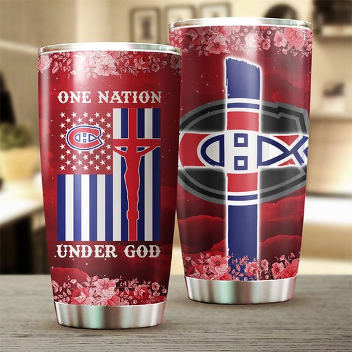 Montreal Canadiens NHL Tumbler - One Nation Under God Tumbler with Inspirational Quote - Image 2