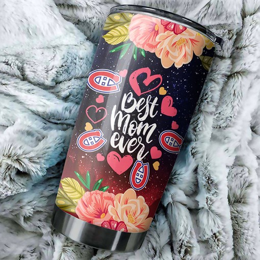 Montreal Canadiens NHL Tumbler with Flower Design - Best Mom Ever Personalized Drinkware