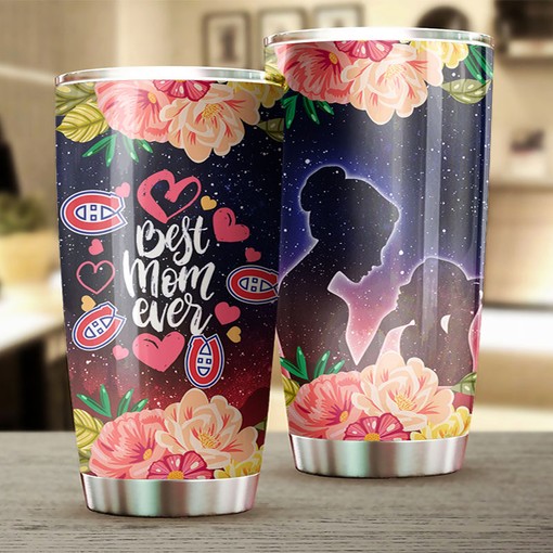 Montreal Canadiens NHL Tumbler with Flower Design - Best Mom Ever Personalized Drinkware - Image 2