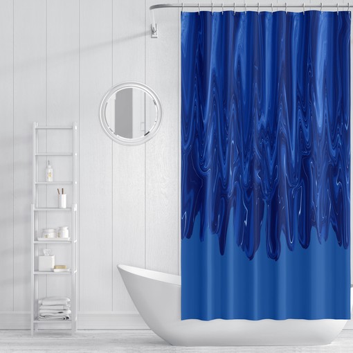 Moody Blue Vintage Boho Shower Curtain / Retro Bathroom Decor with Vintage Print / Multiple Options Available - Image 2