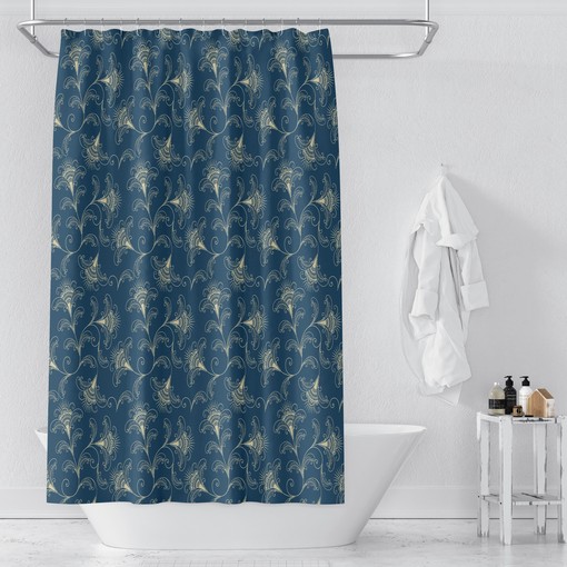 Moody Dark Teal Floral Shower Curtain with Optional Towels and Mat for Dark Bathroom Decor - Image 2