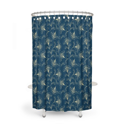 Moody Dark Teal Floral Shower Curtain with Optional Towels and Mat for Dark Bathroom Decor - Image 4