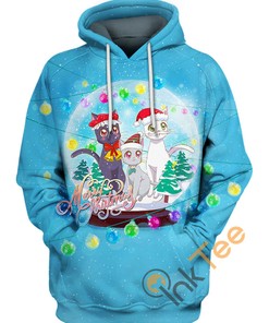 Moon Cats Xmas All Over Print 3D Hoodie