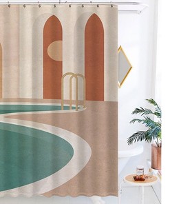 Morandi Color Vintage Shower Curtains, Elegant Washable Curtain with Hooks, Unique Bath Decor