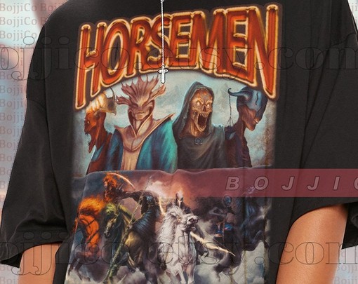 Movie Fans Gifts: BIBLICAL FOUR HORSEMEN Vintage Shirt, Four Horsemen T-Shirt, Merch Gift For Movie Fans - Image 2