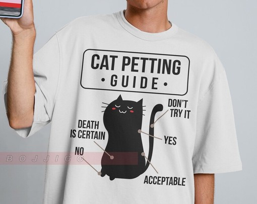 Movie Fans Gifts: Cat Petting Guide Unisex Tees, Animal Lover Shirt, Sarcastic Meow Shirt, Funny Tee - Image 2