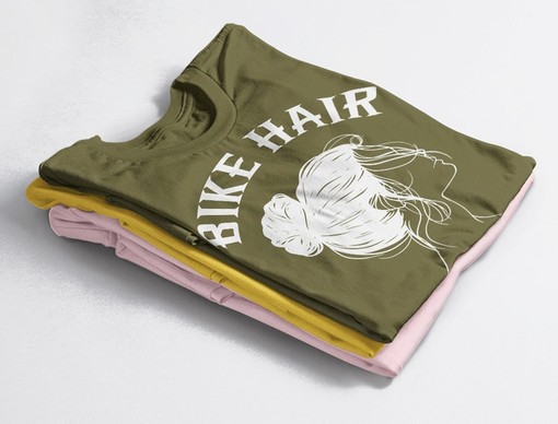 Movie Shirts For Women: Bike Hair Don't Care Bleach Unisex Tee, Motorcycle Hair Messy Bun Design, Biker Chick Shirt - Image 4