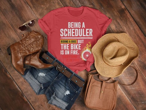 Movie T-shirts: SCHEDULER Fire Rider Unisex Tee, Busy Person Shirt, Hustler Shirt, Achiever Hustle Hard T-Shirt - Image 3