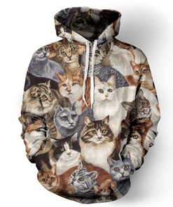 Multi Cat Animals All Over Print 3D Hoodie