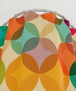 Multicolored Retro Mid Century Modern Shower Curtain: Add Abstract Touch to Your Bathroom