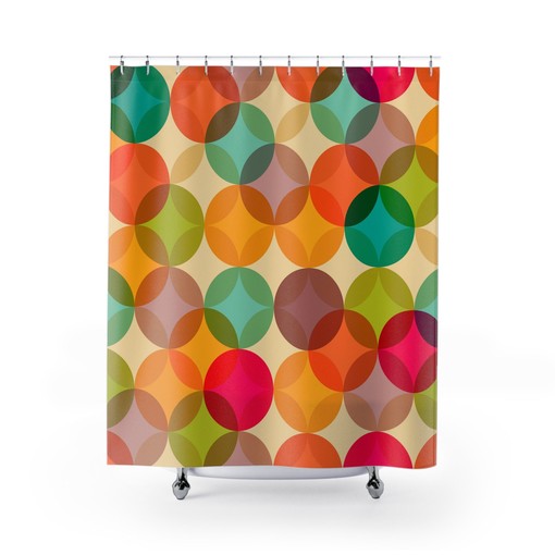 Multicolored Retro Mid Century Modern Shower Curtain: Add Abstract Touch to Your Bathroom - Image 2