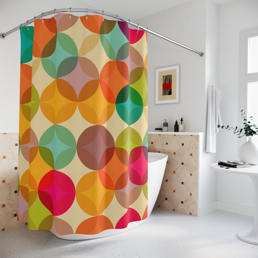 Multicolored Retro Mid Century Modern Shower Curtain: Add Abstract Touch to Your Bathroom - Image 3