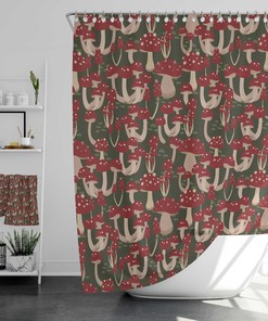 Mushroom Home Decor Fall Shower Curtain with Retro Charm for Groovy 60's 70's Hippie Bathroom Accessory