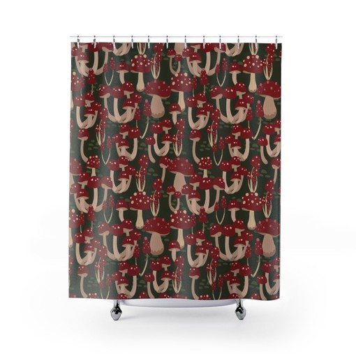 Mushroom Home Decor Fall Shower Curtain with Retro Charm for Groovy 60's 70's Hippie Bathroom Accessory - Image 2