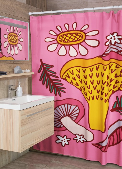 Mushroom Home Decor Groovy 60's 70's Shower Curtain - Enchanting Charm for Hippie Bathrooms