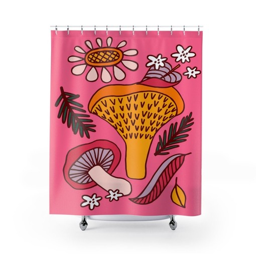 Mushroom Home Decor Groovy 60's 70's Shower Curtain - Enchanting Charm for Hippie Bathrooms - Image 2