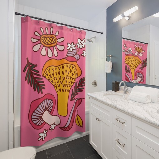 Mushroom Home Decor Groovy 60's 70's Shower Curtain - Enchanting Charm for Hippie Bathrooms - Image 3