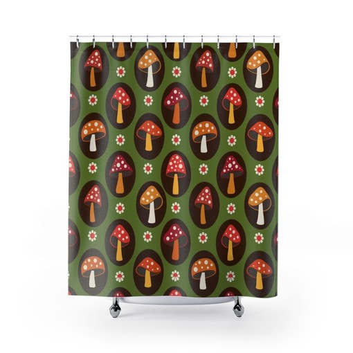 Mushroom Home Decor Shower Curtain with Groovy 60's 70's Hippie Bathroom Accessory and Retro Charm - Image 2