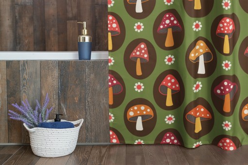 Mushroom Home Decor Shower Curtain with Groovy 60's 70's Hippie Bathroom Accessory and Retro Charm - Image 4