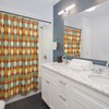 Mustard Yellow Mid Century Modern Shower Curtain, Retro Bathroom Decor, Unique Tub Accessory