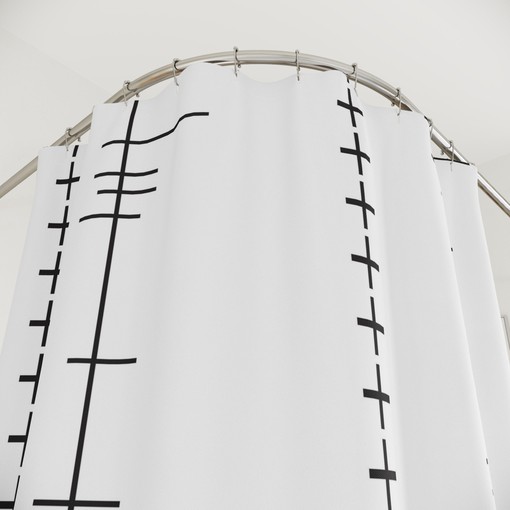 Mustard Yellow Shower Curtain with Mid Century Modern Border, Add Retro Charm to Your Bathroom Decor - Image 2