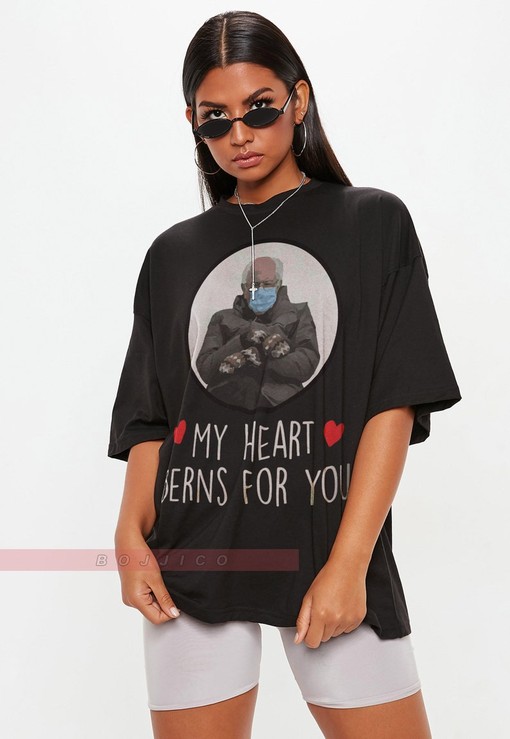 My Heart Berns For You Valentine Shirt for Her, Bernie Sanders Shirt, Funny Meme Tee, Political Gift, Cute Couple Shirt